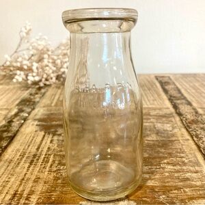 Vintage Embossed Half Pint Glass Milk Bottle Farmhouse Decor Clear Dairy Bottle